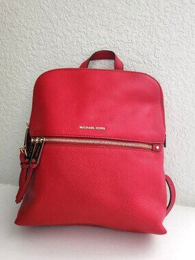 New Michael Kors Red Leather Backpack